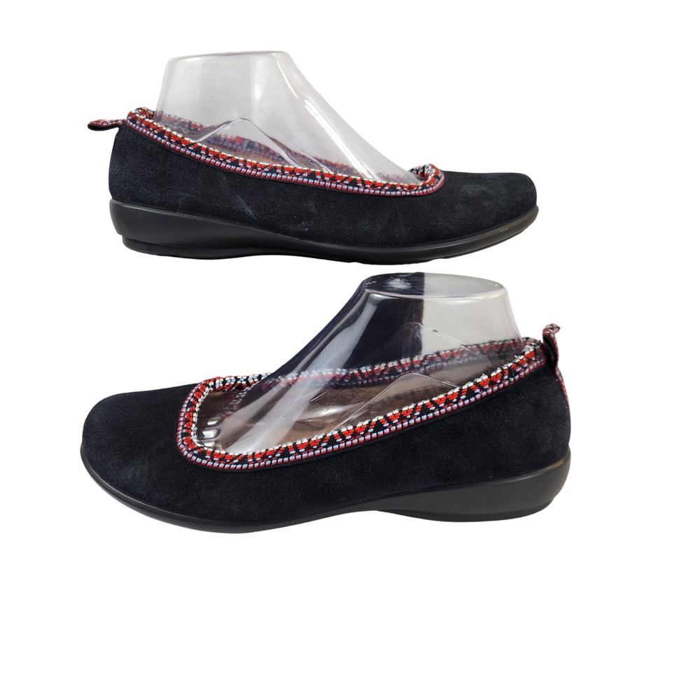 Hotter Womens Black Suede Sherpa Lined Ballet Flats Comfort Shoes US Size 8
